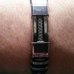 Men's Bracelet Stainless Steel Wire Silicone